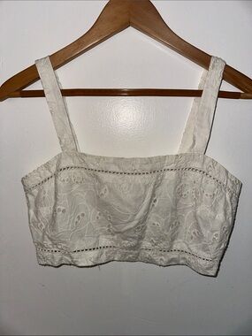 Bardot White Eyelet Cropped Tank Top